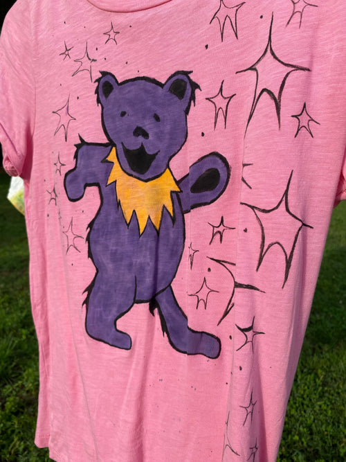 Hand painted dead bear T-shirt